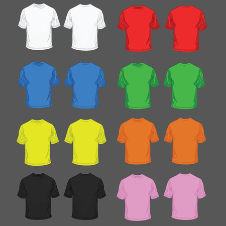 Collection of color t-shirt for men front and backのイラスト素材