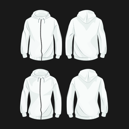 Set of hoodies for men and women front and backのイラスト素材