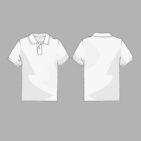White polo for men front and back sidesのイラスト素材