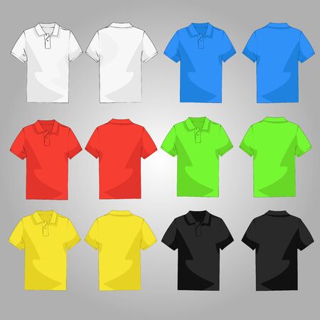 Set of six casual and style colorful polo t-shirt back and frontのイラスト素材