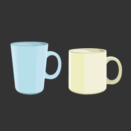 Set of two blue and yellow cup for coffee or teaのイラスト素材