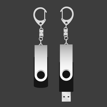 Flashcard black color open and close with carabineのイラスト素材