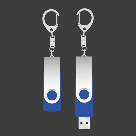 Flashcard blue color open and close with carabineの写真素材