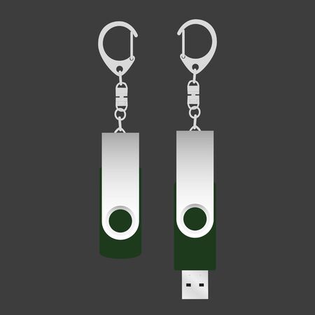 Flashcard green color open and close with carabineの写真素材