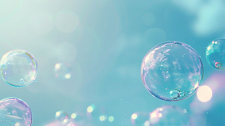 Soap bubbles in the air, Generative AIの写真素材