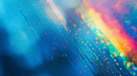 Colorful Bokeh and Raindrops Abstract Background, Generative AI