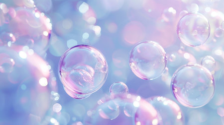Beautiful Iridescent Bubbles in Soft Pastel Colors, Generative AIの写真素材