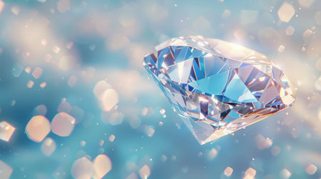 A Stunning Diamond Floating in Soft Light, Generative AIの写真素材