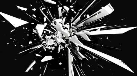 Dynamic Shattered Glass Explosion Generative AIの写真素材
