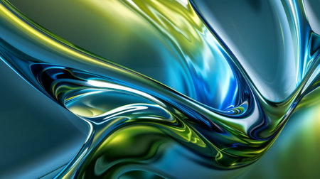 Abstract Fluid Shapes in Blue and Green, Generative AI