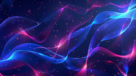 Colorful Abstract Waves and Particles, Generative AIの写真素材