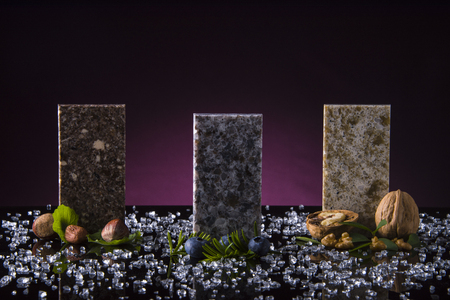 Three beautifull granite stones of kitchen countertopsの写真素材