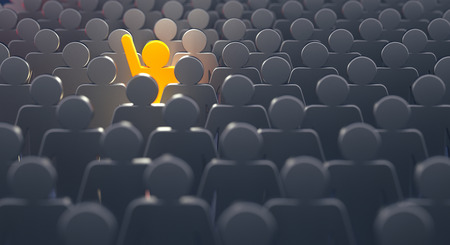 Stand out from the crowd and different creative idea concepts, man standing out of crowd - 3d...
