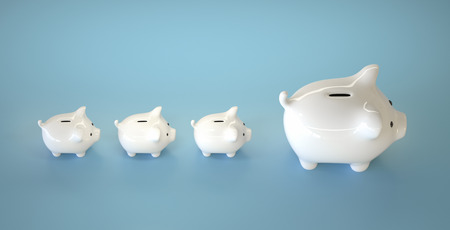 Color piggy bank as row leader for the right direction of wealth, investment and development conceptの写真素材
