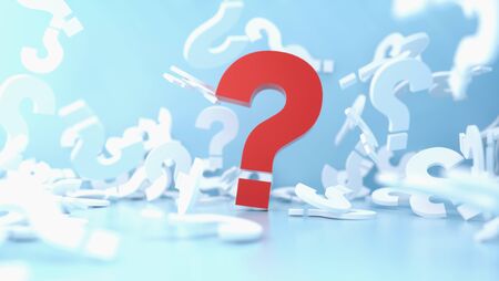 colored question mark background concept. 3D Rendering.の写真素材