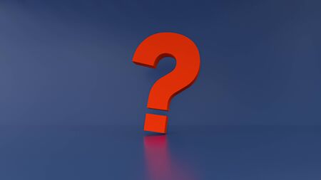 question mark in front of a red color wall background. Business support concept - 3D Rendering.の写真素材