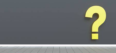 question mark in front of a real estate background. realtor concept - 3D Rendering.の写真素材