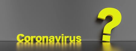 question mark in front of a color wall background. Corona Covid-19 Virus concept - 3D Rendering.