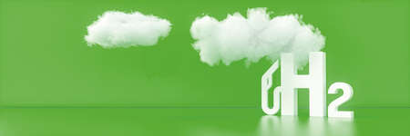Blue Hydrogen filling H2 Gas Pump station icon isolated on background - H2 energy conceptの写真素材