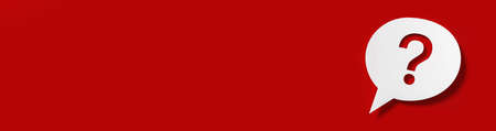 Question mark in front of a red color wall background. Business support concept - 3D rendering.