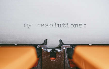 Old Typewriter with following text on paper - my resolutions. new years conceptの写真素材