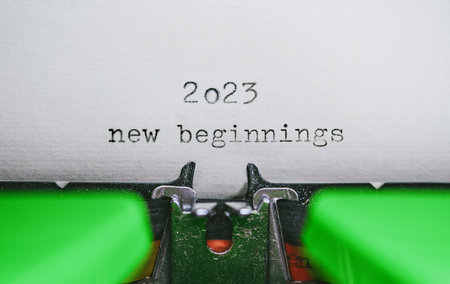 Old Typewriter with following text on paper - 2023 Chapter one. new years conceptの写真素材
