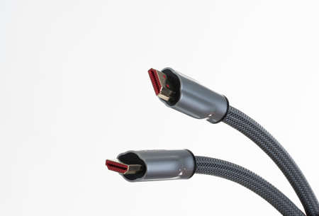 A close up image of HDMI cable isolated on the white background