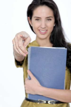 Professional business woman pointing with her finger.の写真素材