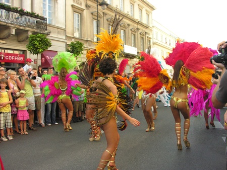 warsaw, september 6 2008, parade on 6th festiwal of brazilian culture in warsawのeditorial素材