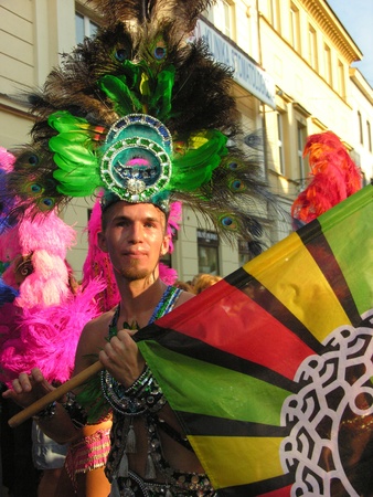 warsaw, september 6 2008, parade on 6th festiwal of brazilian culture in warsawのeditorial素材