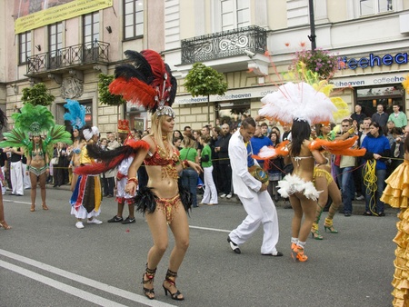 warsaw, september 5 2009,  parade on 7th festiwal of brazilian culture in warsaw