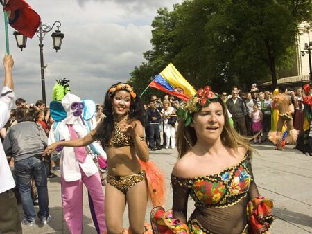 warsaw, june 19 2010, carnaval de barranquilla parade warsaw krakowskie przedmiescie
