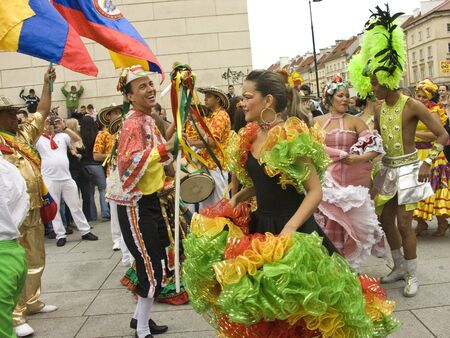 warsaw, june 19 2010, carnaval de barranquilla parade warsaw krakowskie przedmiescieのeditorial素材