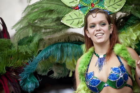 Warsaw, august 26, 2012,-Carnival dancers and musicians on Warsaw Multicultural Street Paradeのeditorial素材