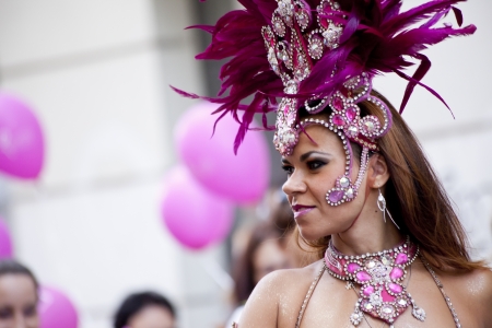 WARSAW, POLAND, September 8: Unidentified Carnival dancers on the 15th Pink Ribbon Walk against the...