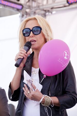 WARSAW, POLAND, September 8:Well known polish presenter Agata M?ynarska on the 15th Pink Ribbon Walk against the Breast Cancer september 8, 2012 in Warsaw, Poland. のeditorial素材