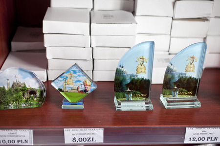 Lichen; Poland mar 17 Devotional shop in the Sanctuary of Our Lady in Lichen - Poland  The largest church in Poland  march 17 2012; Lichen Polandのeditorial素材