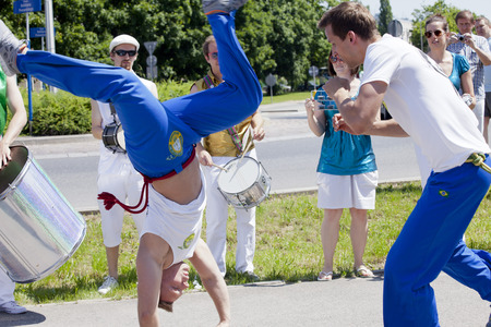 WARSAW, POLAND, june 8: Unidentified capoeira dancers on the XII Brazilian Festival on June 8, 2014...