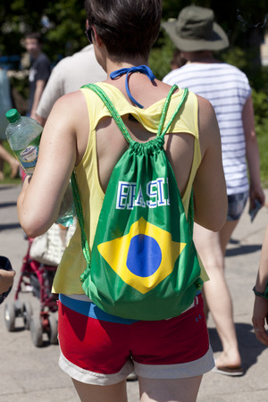 Warsaw, Poland - JUNE 8: people watching XII  Brazilian Festival "Bom Dia Brasil" , Poland on June 8th 2014のeditorial素材