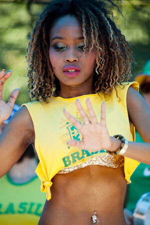 WARSAW - June 8  Dancer on the XII Brazilian Festival in Warsaw on June 8, 2014 in Warsaw, Poland のeditorial素材