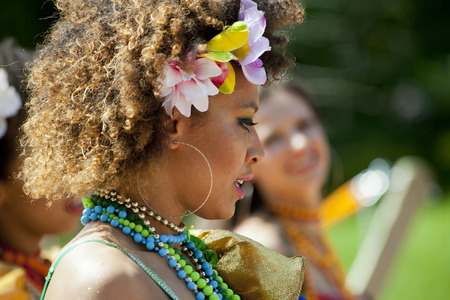 WARSAW, POLAND, June 8: Unidentified Carnival dancer on the stage on XII Brazilian Festival on June 8, 2014 in Warsaw, Poland.のeditorial素材