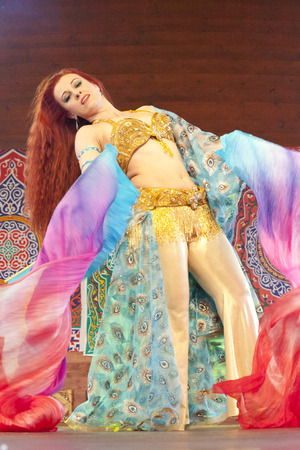 WARSAW, POLAND, May 30  Unidentified oriental dancer on the stage on Orientalny Koktajl- Oriental Coctail Festivale on May 30, 2014 in Warsaw, Poland のeditorial素材