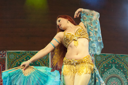 WARSAW, POLAND, May 30: Unidentified oriental dancer on the stage on Orientalny Koktajl- Oriental Coctail Festivale on May 30, 2014 in Warsaw, Poland.のeditorial素材