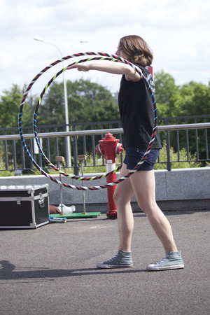 Warsaw, poland - May 30  Artists perform in their acrobatic show at 18  Science Picnicl, on May 30, 2014 in Warsaw のeditorial素材