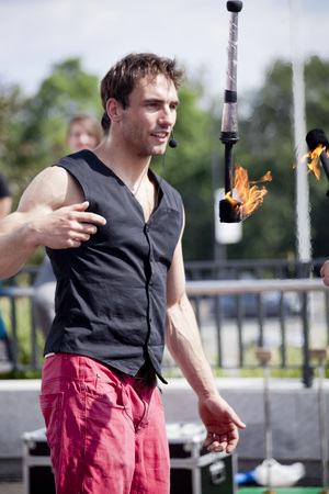 Warsaw, Poland - May 30  juggler taking part in the 18  Science Picnic , on may 30, 2014, in Warsaw,...