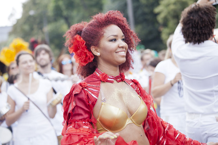 WARSAW, POLAND, August 31: Unidentified Carnival dancer on the parade on Warsaw Multicultural Street...