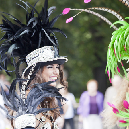 WARSAW, POLAND, August 31: Unidentified Carnival dancer on the parade on Warsaw Multicultural Street...