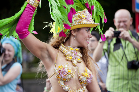 WARSAW, POLAND, August 31: Unidentified Carnival dancer on the parade on Warsaw Multicultural Street...