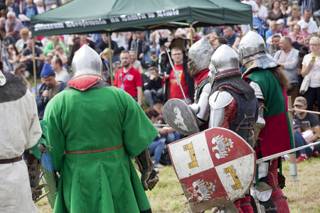 LIW, POLAND - September 13, 2016: Historical restoration of knightly fights on XV Knights tournament in LIWのeditorial素材