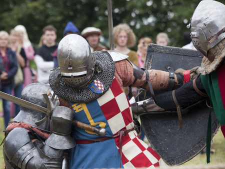 LIW, POLAND - September 13, 2016: Historical restoration of knightly fights on XV Knights tournament in LIWのeditorial素材